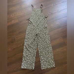 Zara girls green and white floral jumpsuit